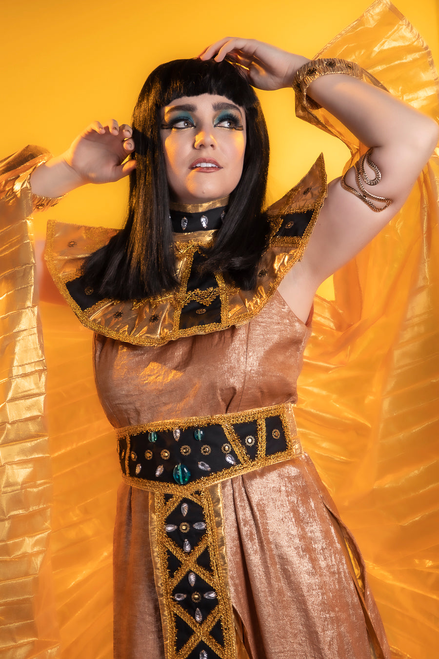 Cleopatra Egyptian Costume Hire or Cosplay, plus Makeup and Photography. Proudly by and available at, Little Shop of Horrors Costumery 6/1 Watt Rd Mornington & Melbourne