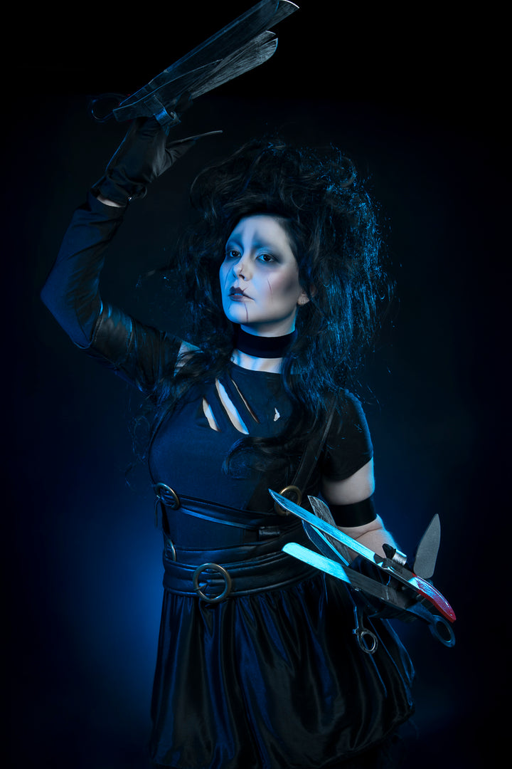 Edward Scissorhands Womens Costume Hire, Makeup and Studio Photography, Little Shop of Horrors Costumery & Pop-Culture Emporium, Mornington Peninsula Melbourne