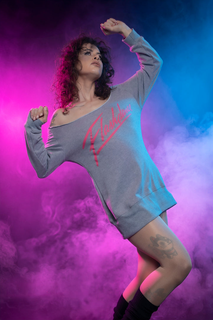 Flashdance inspired by the cult classic 1980s Movie. Proudly by and available at, Little Shop of Horrors Costumery 6/1 Watt Rd Mornington & Melbourne