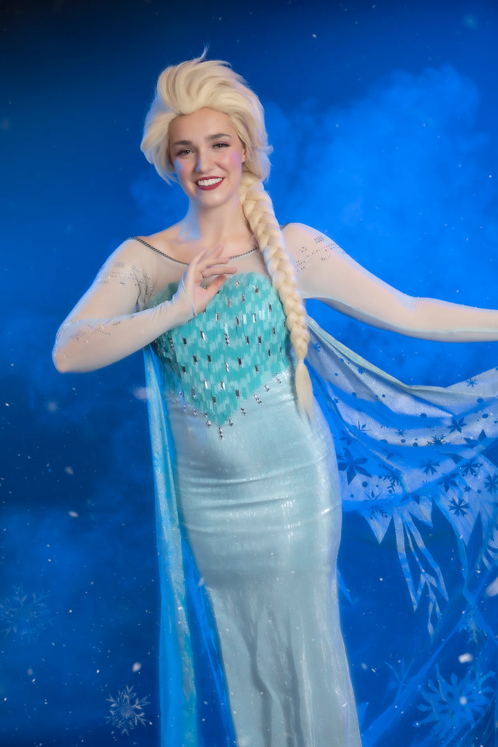 Elsa inspired by the Disney classic Frozen Costume Hire or Cosplay, plus Makeup and Photography. Proudly by and available at, Little Shop of Horrors Costumery 6/1 Watt Rd Mornington & Melbourne