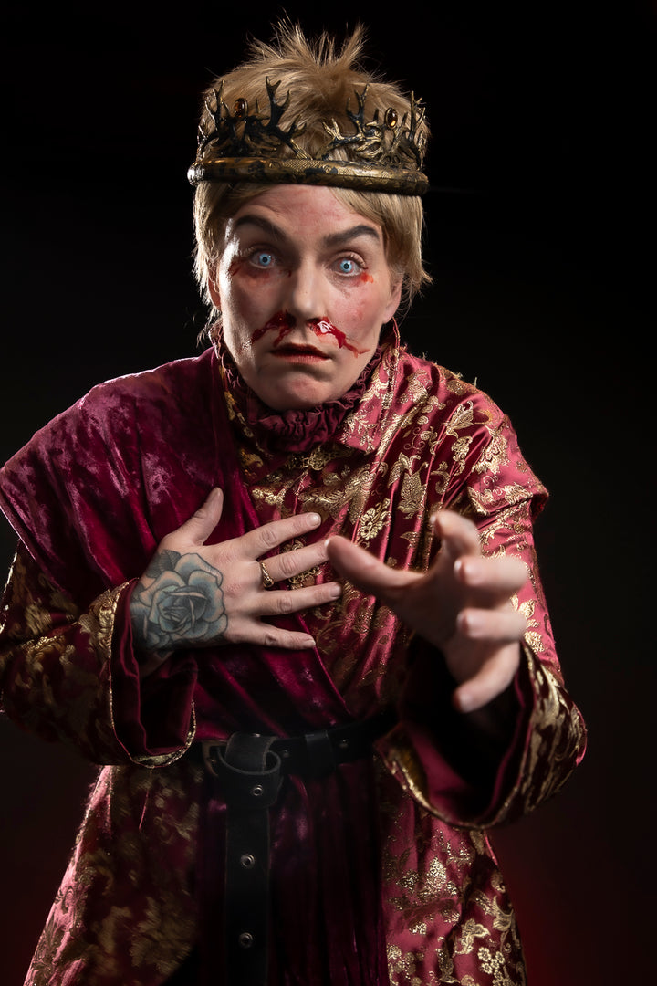 Game of Thrones Joffrey Baratheon Costume Hire or Cosplay, plus Makeup, Contact Lenses and Photography. Proudly by and available at, Little Shop of Horrors Costumery Mornington & Melbourne