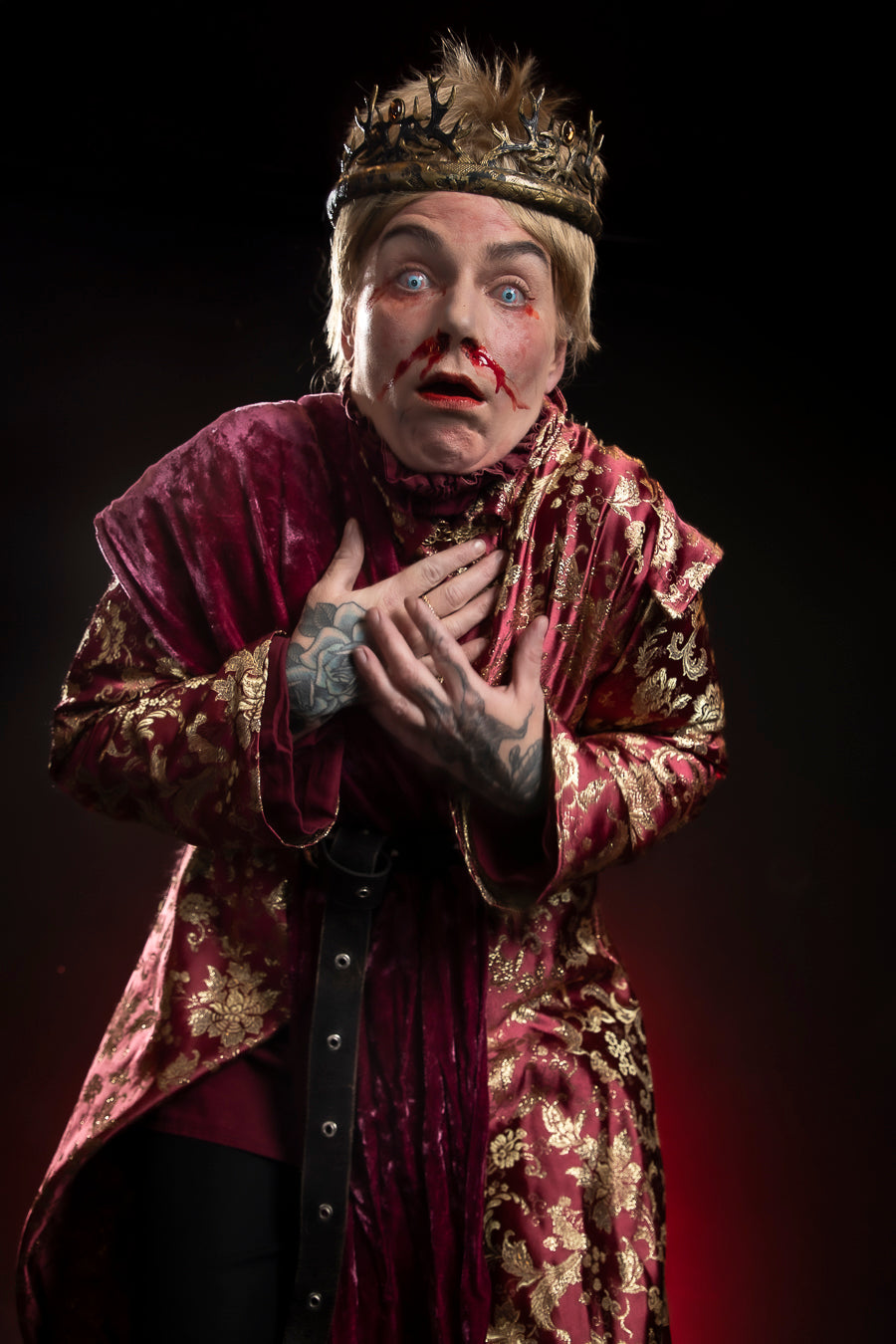 Game of Thrones Joffrey Baratheon Costume Hire or Cosplay, plus Makeup, Contact Lenses and Photography. Proudly by and available at, Little Shop of Horrors Costumery Mornington & Melbourne