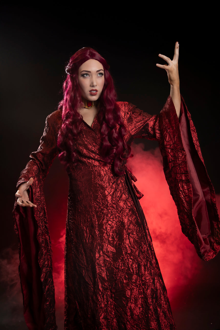 Game of Thrones Melisandre The Red Woman Costume Hire or Cosplay, plus Makeup and Photography. Proudly by and available at, Little Shop of Horrors Costumery Mornington & Melbourne