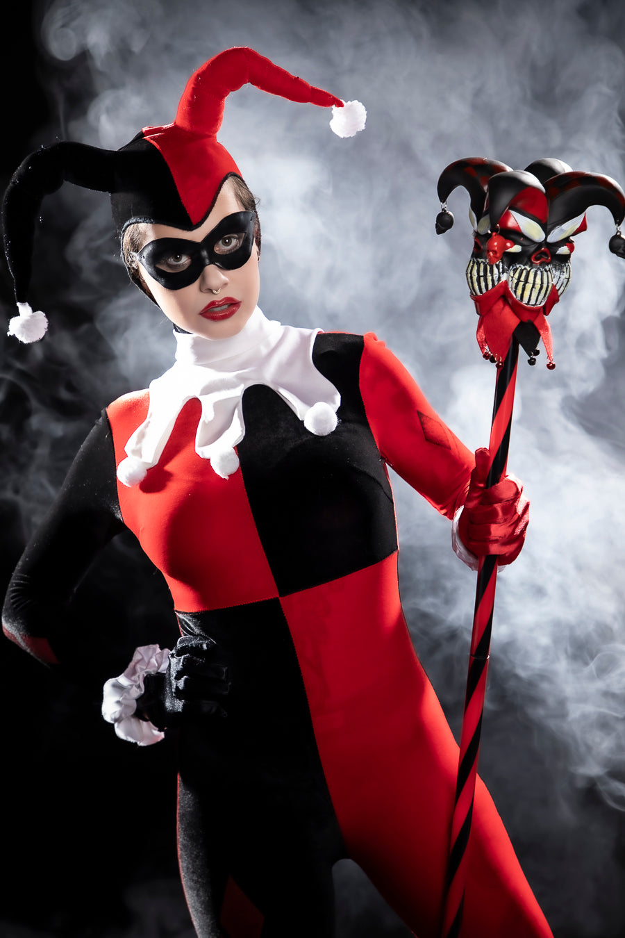 Harley Quinn Costume Hire or Cosplay, plus Makeup and Photography. Proudly by and available at, Little Shop of Horrors Costumery 6/1 Watt Rd Mornington & Melbourne