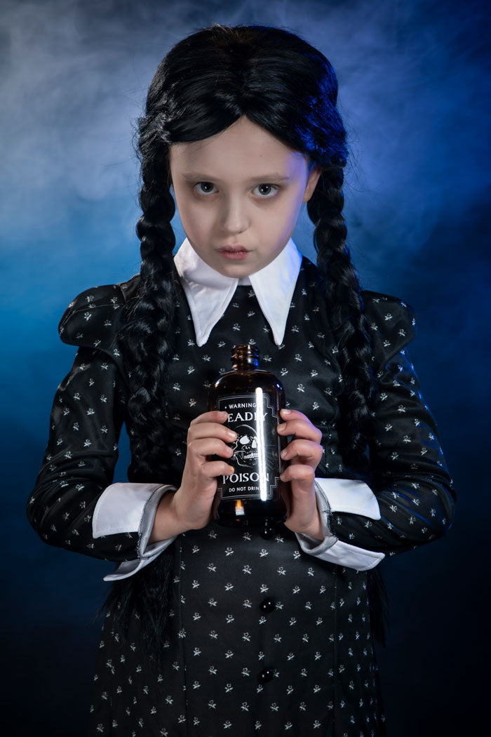 Customer Harriett in her Wednesday Addas Movie Makeover at Little Shop of Horrors Costumery. Costume, Makeup, Wig & Photogrpahy. Mornington Frankston Melbourne's Most Unforgettable Costume Shop!