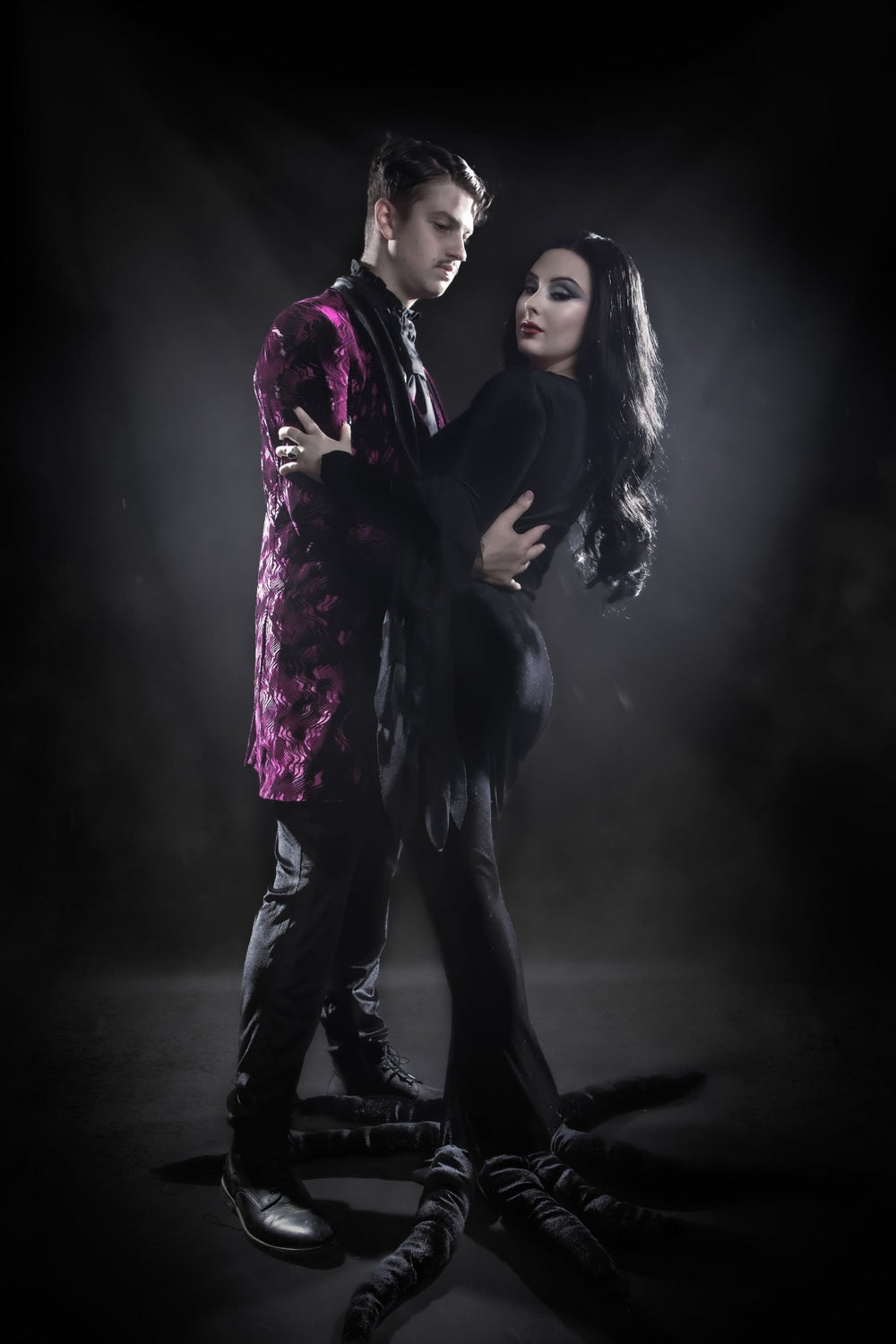 Morticia and Gomez Addams. Cinematic Character Photography and Costume Hire - Little Shop of Horrors - Mornington Peninsula Melbourne