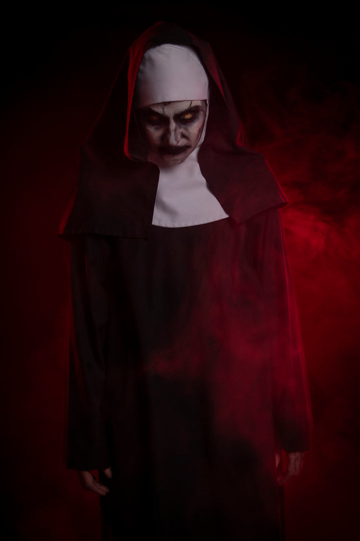 The Conjuring, The Nun Valak Halloween Costume Hire or Cosplay, plus Makeup and Photography. Proudly by and available at, Little Shop of Horrors Costumery Mornington, Frankston & Melbourne