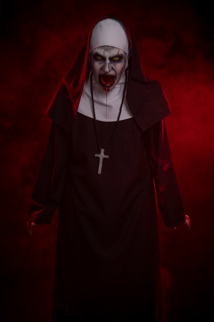 The Conjuring, The Nun Valak Halloween Costume Hire or Cosplay, plus Makeup and Photography. Proudly by and available at, Little Shop of Horrors Costumery Mornington, Frankston & Melbourne