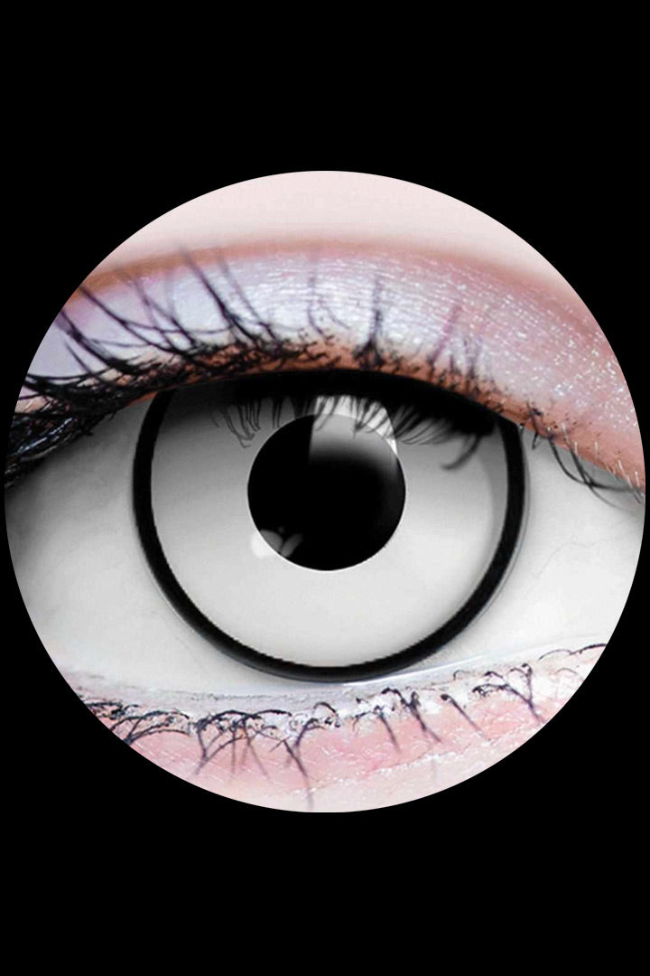 Babadook Primal Contact Lenses – White Horror Eyes with Black Ring for Cosplay, Marilyn Manson & Halloween