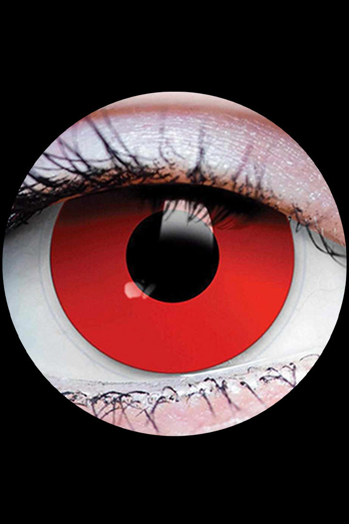 PRIMAL Bloody Mary contact lenses, red Halloween eye lenses available at Little Shop of Horrors Mornington Melbourne.