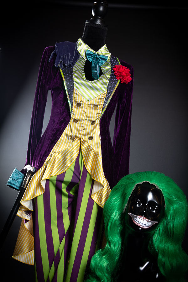 Chelsea Von Haha, ladies Joker Costume Hire, plus Makeup and Photography. Proudly by and available at, Little Shop of Horrors Costumery 6/1 Watt Rd Mornington & Melbourne.