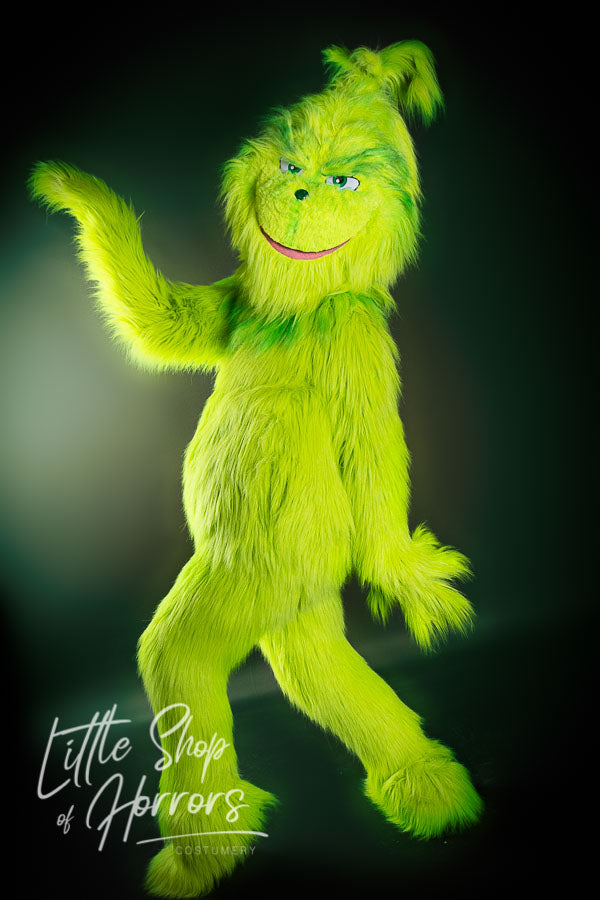 The Grinch - Little Shop of HorrorsThe Grinch Who Stole Christmas Mascot Costume Hire or Cosplay, plus Makeup and Photography. Proudly by and available at, Little Shop of Horrors Costumery Mornington, Frankston & Melbourne.