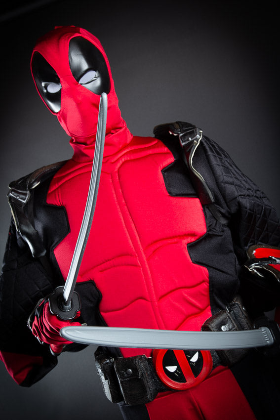 Deadpool Costume Hire or Cosplay, plus Makeup and Photography. Proudly by and available at, Little Shop of Horrors Costumery 6/1 Watt Rd Mornington & Melbourne