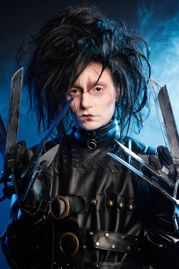 Edward Scissorhands Costume Hire, Makeup, Wig, Movie Makeover & Photography, available at Melbourne's BEST costume shop Little Shop of Horrors Costumery & Pop-Culture Emporium. Melbourne's Most Unforgettable Costume Shop!