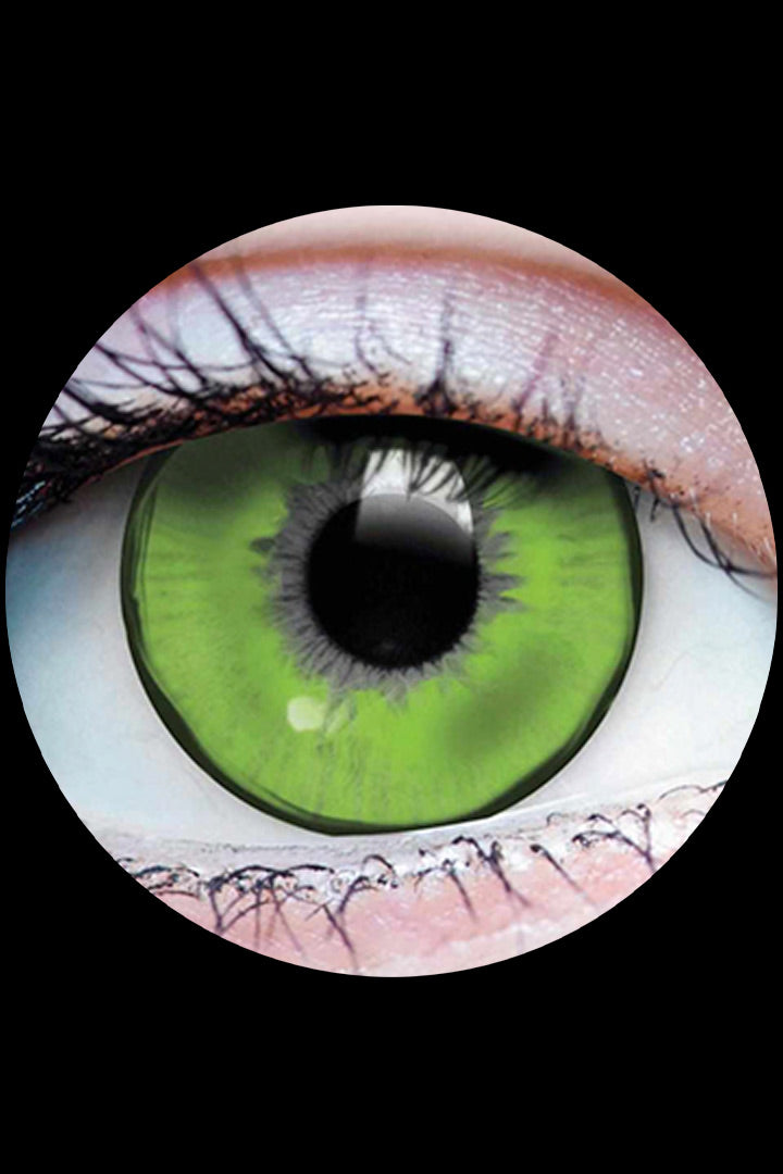 PRIMAL Exorcist contact lenses, green Halloween FX eyes available at Little Shop of Horrors Mornington Melbourne.