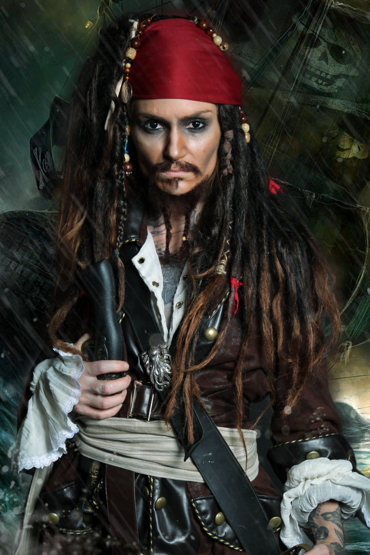 Pirates of the Caribbean Jack Sparrow Costume Hire or Cosplay, plus Makeup and Photography. Proudly by and available at, Little Shop of Horrors Costumery 6/1 Watt Rd Mornington & Melbourne www.littleshopofhorrors.com.au