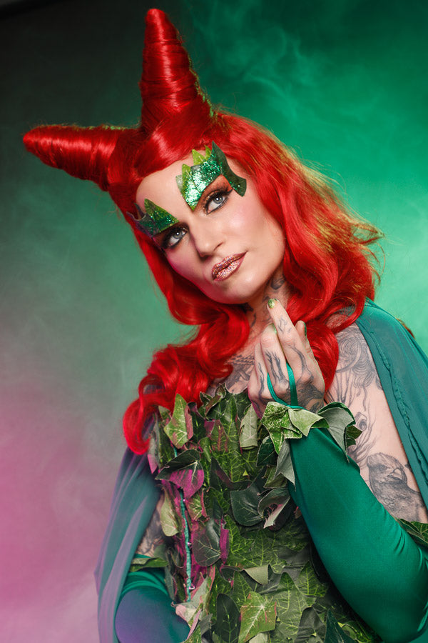 Poison Ivy, Batman Villain Costume Hire or Cosplay, plus Makeup and Photography. Proudly by and available at, Little Shop of Horrors Costumery 6/1 Watt Rd Mornington & Melbourne