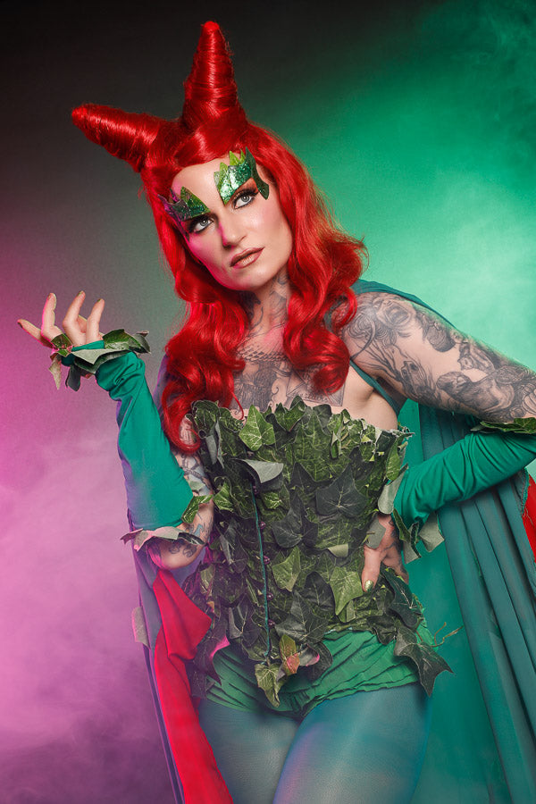 Poison Ivy, Batman Villain Costume Hire or Cosplay, plus Makeup and Photography. Proudly by and available at, Little Shop of Horrors Costumery 6/1 Watt Rd Mornington & Melbourne