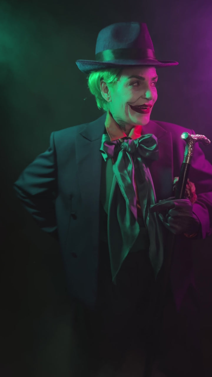 The Joker, inspired by Jack Nicholson's stunning 1989 portrayal. Costume Hire or Cosplay, plus Makeup and Photography. Proudly by and available at, Little Shop of Horrors Costumery Mornington & Melbourne.