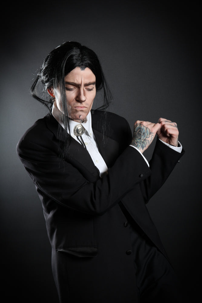 Vincent Vega From Quentin Tarantino's epic masterpiece, Pulp Fiction. Costume Hire or Cosplay, plus Makeup and Photography. Proudly by and available at, Little Shop of Horrors Costumery Mornington & Melbourne.
