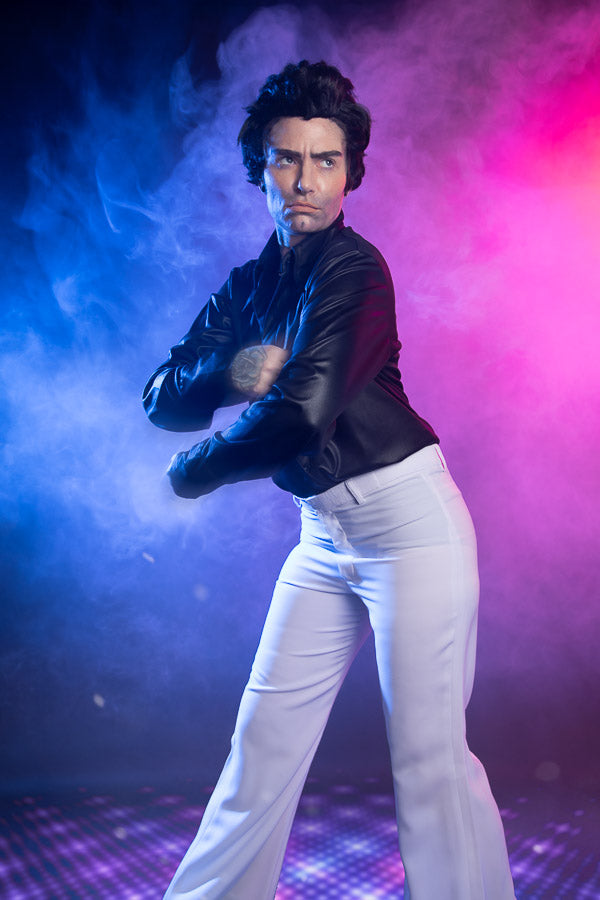 Saturday Night Fever 1970s Disco Studio 54 Costume Hire or Cosplay, plus Makeup and Photography. Proudly by and available at, Little Shop of Horrors Costumery 6/1 Watt Rd Mornington & Melbourne