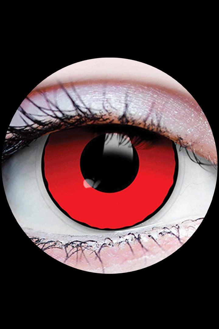 PRIMAL Saw contact lenses, red and black horror FX eyes inspired by Billy the Puppet available at Little Shop of Horrors Mornington Melbourne.