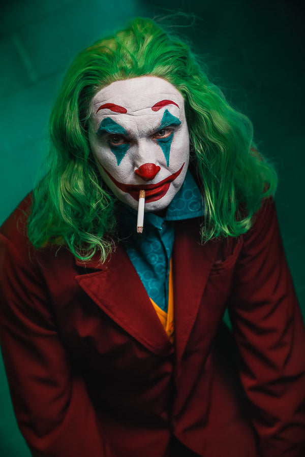 The Joker, inspired by Joaquin Phoenix's stunning portrayal. Costume Hire or Cosplay, plus Makeup and Photography. Proudly by and available at, Little Shop of Horrors Costumery Mornington & Melbourne.