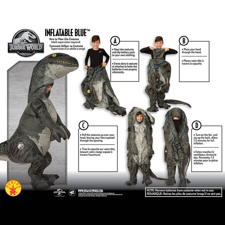 VELOCIRAPTOR BLUE INFLATABLE COSTUME: CHILD - Little Shop of Horrors