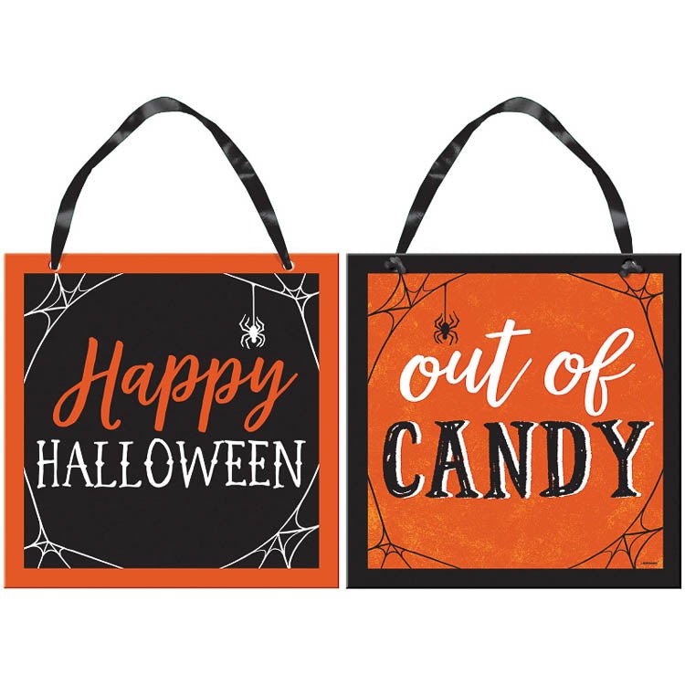 Halloween Classic Orange & Black Candy Reversible MDF Sign - Little Shop of Horrors - Mornington Peninsula Melbourne