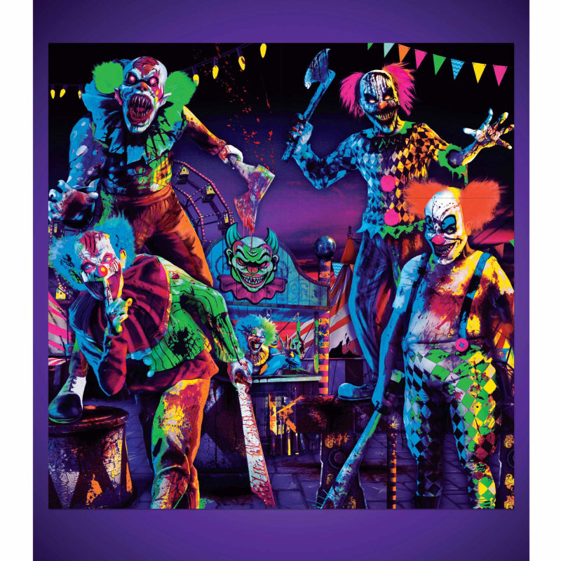 Creepy Carnival Backdrop Scene Setters Black Light Reactive - Little Shop of Horrors