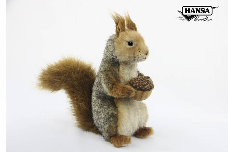Grey Squirrel Sitting with Nut Plush 25cm - Little Shop of Horrors