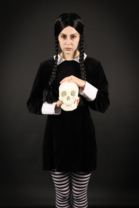 Wednesday Addams - The Addams Family Costume Hire or Cosplay, plus Makeup and Photography. Proudly by and available at, Little Shop of Horrors Costumery Mornington, Frankston & Melbourne