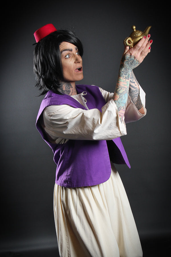 Aladdin Costume Hire or Cosplay, plus Makeup and Photography. Proudly by and available at, Little Shop of Horrors Costumery Mornington & Melbourne.