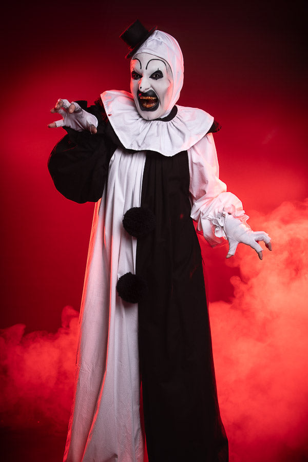 Art the Clown, inspired by the cult classic Terrifier. Costume Hire or Cosplay, plus Makeup and Photography. Proudly by and available at, Little Shop of Horrors Costumery Mornington & Melbourne.