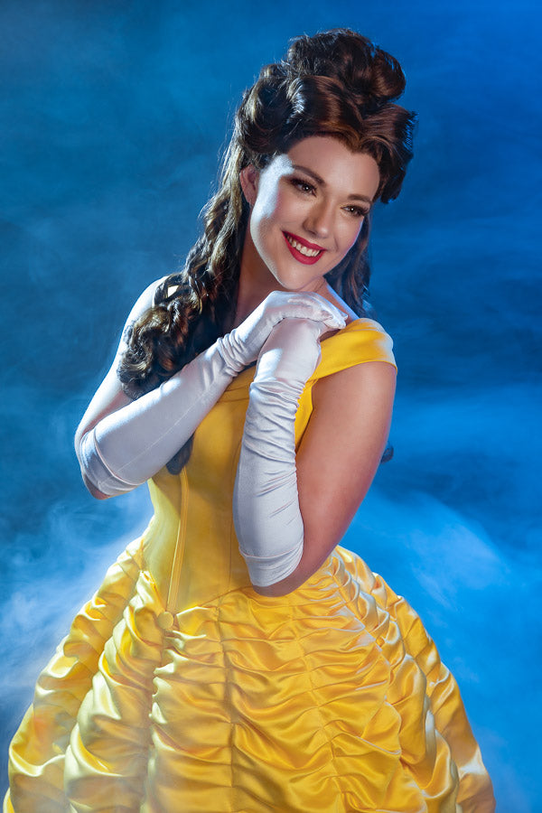 Beauty and the Beast, Belle Disney Princess Costume Hire or Cosplay, plus Makeup and Photography. Proudly by and available at, Little Shop of Horrors Costumery 6/1 Watt Rd Mornington & Melbourne.