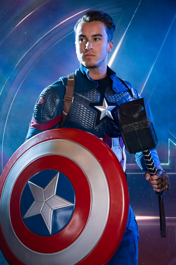 Captain America, The Avengers. Costume Hire or Cosplay, plus Makeup and Photography. Proudly by and available at, Little Shop of Horrors Costumery Mornington & Melbourne.