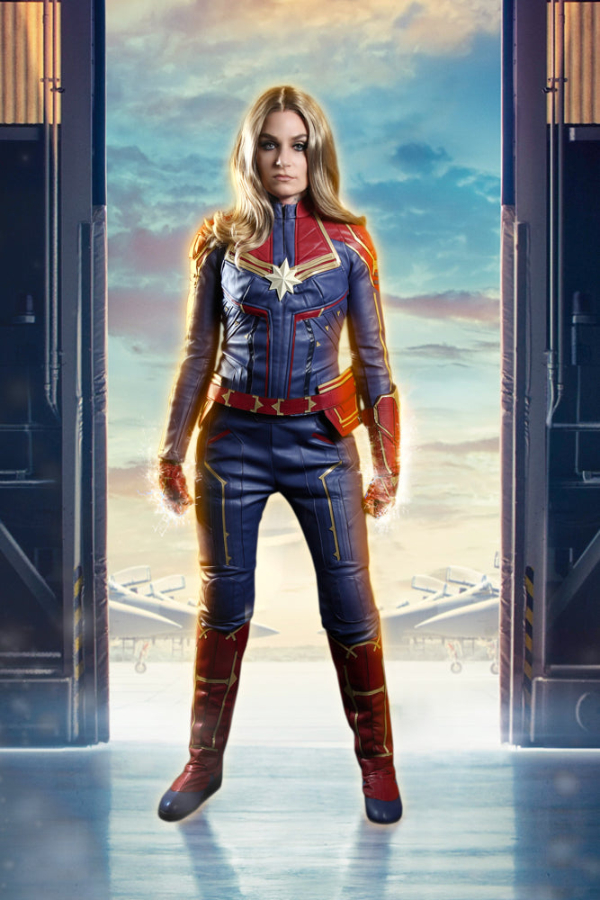 Captain Marvel, Avengers Costume Hire or Cosplay, plus Makeup and Photography. Proudly by and available at, Little Shop of Horrors Costumery 6/1 Watt Rd Mornington & Melbourne