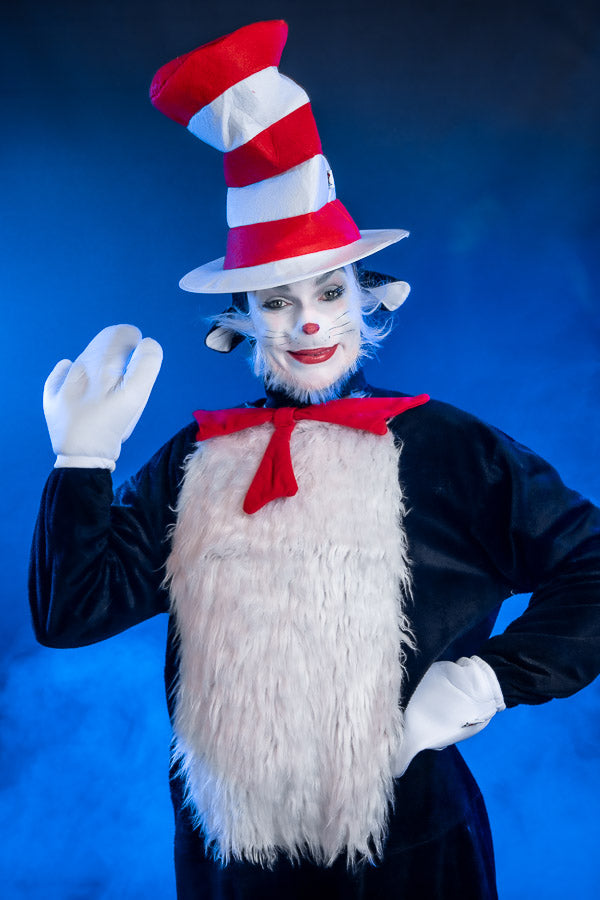 Dr Seuss Cat in the Hat Costume Hire for Book Week, plus Makeup and Photography. Proudly by and available at, Little Shop of Horrors Costumery 6/1 Watt Rd Mornington & Melbourne.