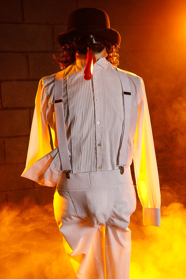 Alex DeLarge, Inspired by the Cult Classic 1970s Movie, Clockwork Orange Costume Hire or Cosplay, plus Makeup and Photography. Proudly by and available at, Little Shop of Horrors Costumery 6/1 Watt Rd Mornington & Melbourne