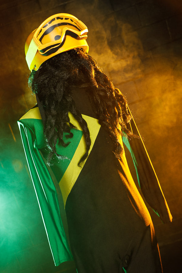 anka Jamaican Bobsled Team, Inspired by the Cult Classic 1990s Movie, Cool Runnings Costume Hire or Cosplay, plus Makeup and Photography. Proudly by and available at, Little Shop of Horrors Costumery 6/1 Watt Rd Mornington & Melbourne