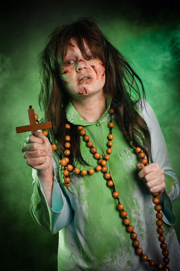 The Exorcist, Regan Halloween Costume Hire or Cosplay, plus Makeup and Photography. Proudly by and available at, Little Shop of Horrors Costumery 6/1 Watt Rd Mornington & Melbourne
