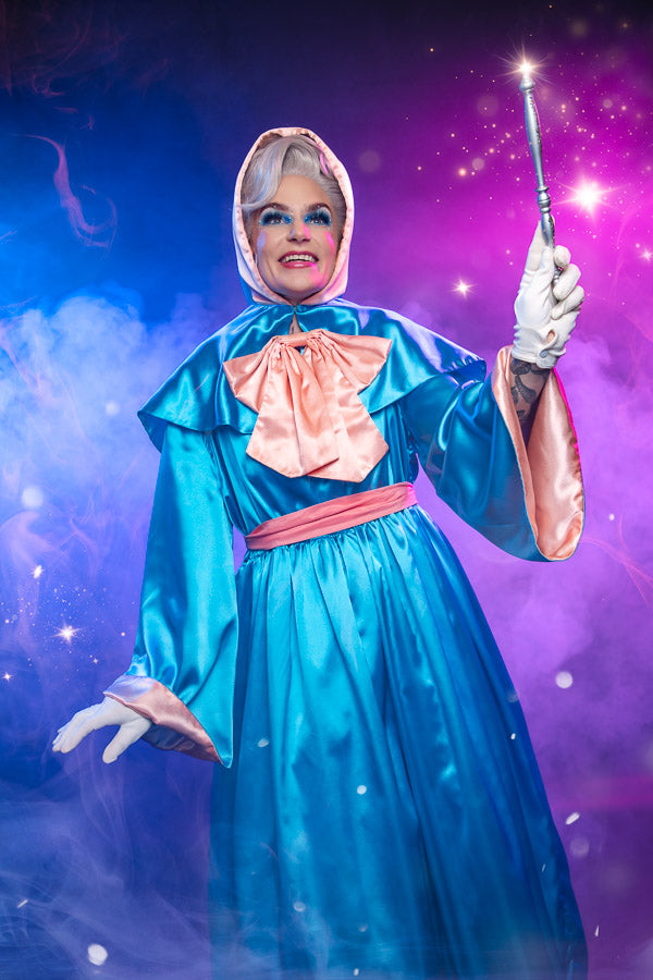 Cinderella's Fairy Godmother Costume Hire or Cosplay, plus Makeup and Photography. Proudly by and available at, Little Shop of Horrors Costumery 6/1 Watt Rd Mornington & Melbourne