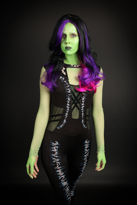 Guardians of the Galaxy Gamora Costume Hire or Cosplay, plus Makeup and Photography. Proudly by and available at, Little Shop of Horrors Costumery 6/1 Watt Rd Mornington & Melbourne