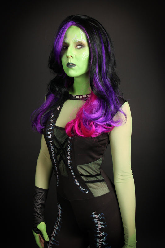 Guardians of the Galaxy Gamora Costume Hire or Cosplay, plus Makeup and Photography. Proudly by and available at, Little Shop of Horrors Costumery 6/1 Watt Rd Mornington & Melbourne