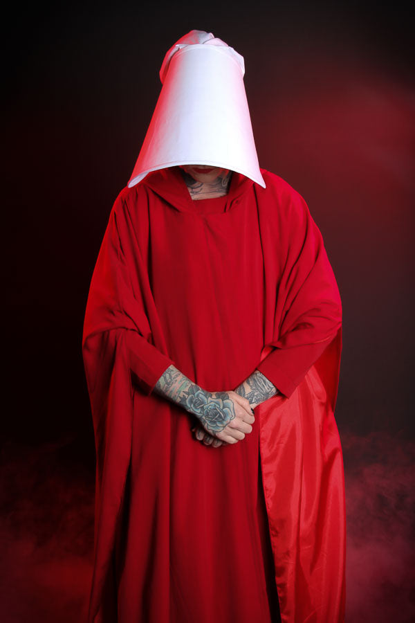 The Handmaid's Tale Offred Hire or Cosplay, plus Makeup and Photography. Proudly by and available at, Little Shop of Horrors Costumery Mornington, Frankston & Melbourne