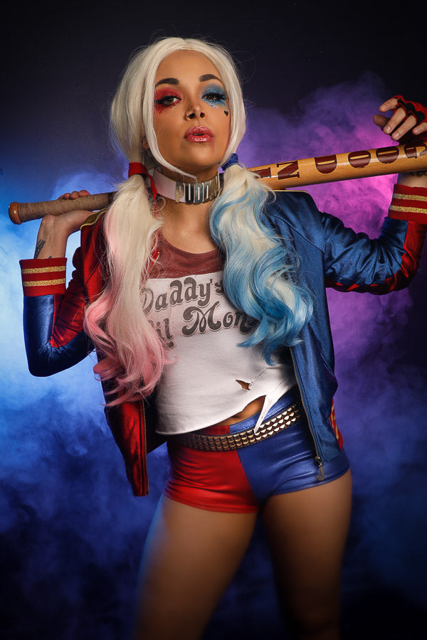 Suicide Squad Harley Quinn Costume Hire or Cosplay, plus Makeup and Photography. Proudly by and available at, Little Shop of Horrors Costumery 6/1 Watt Rd Mornington & Melbourne