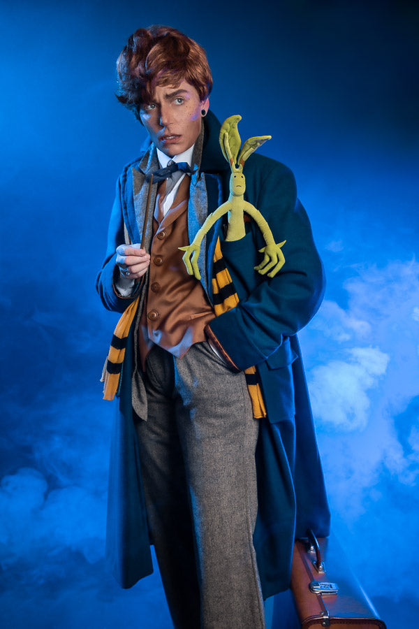 Harry Potter Fantastic Beasts Newt Scamander Costume Hire or Cosplay, plus Makeup and Photography. Proudly by and available at, Little Shop of Horrors Costumery 6/1 Watt Rd Mornington & Melbourne