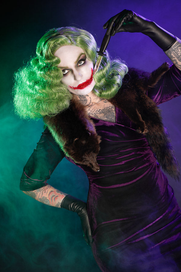 Genderbend Heath Ledger Joker Costume Hire or Cosplay, plus Makeup and Photography. Proudly by and available at, Little Shop of Horrors Costumery 6/1 Watt Rd Mornington & Melbourne