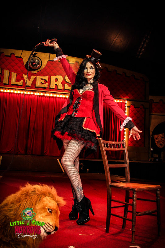 Circus Ringmaster Costume Hire, plus Makeup and Photography. Proudly by and available at, Little Shop of Horrors Costumery 6/1 Watt Rd Mornington & Melbourne