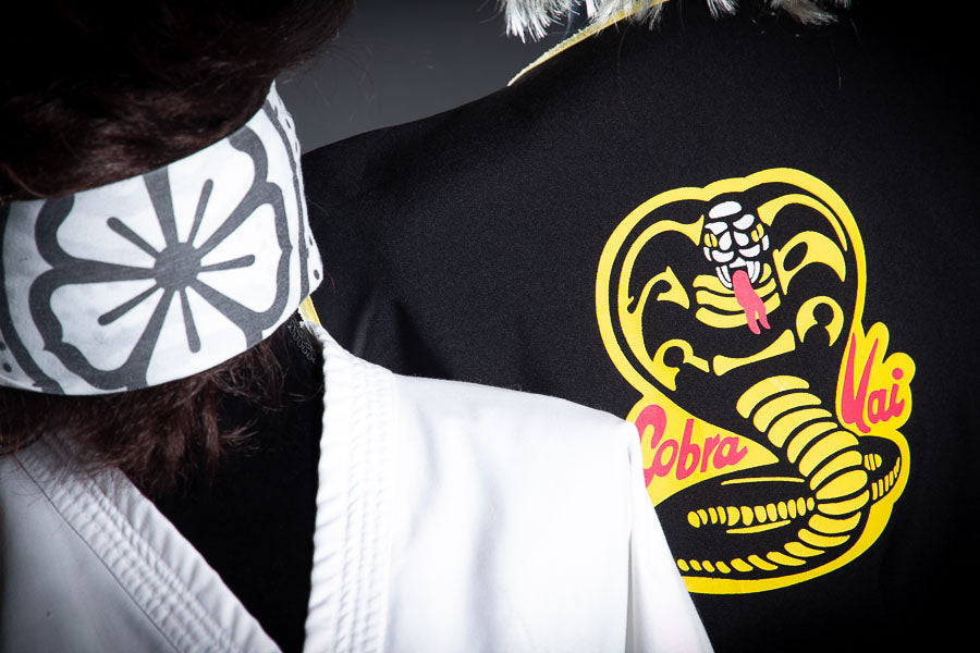The Karate Kid, Johnny Lawrence Cobra Kai Costume Hire or Cosplay, plus Makeup and Photography. Proudly by and available at, Little Shop of Horrors Costumery 6/1 Watt Rd Mornington & Melbourne.